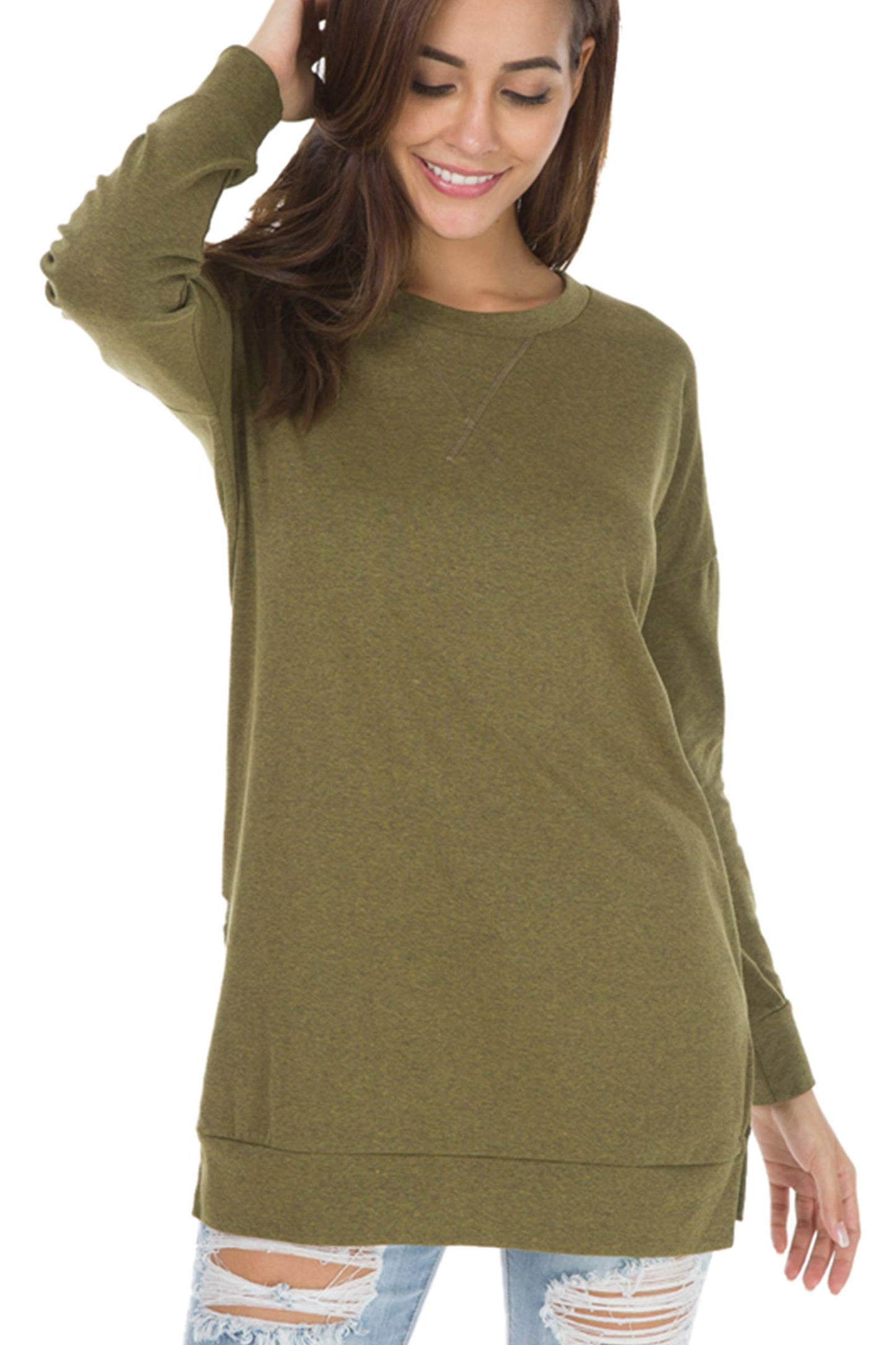 Women's Long Sleeve Side Slit Loose Tops (Buy 2 Free Shipping)