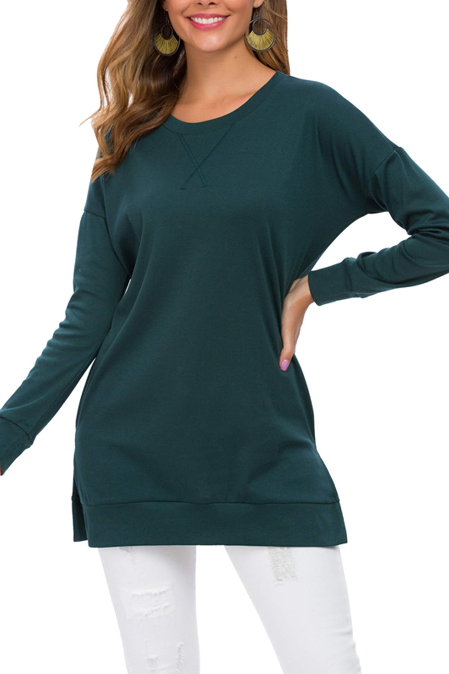 Women's Long Sleeve Side Slit Loose Tops (Buy 2 Free Shipping)