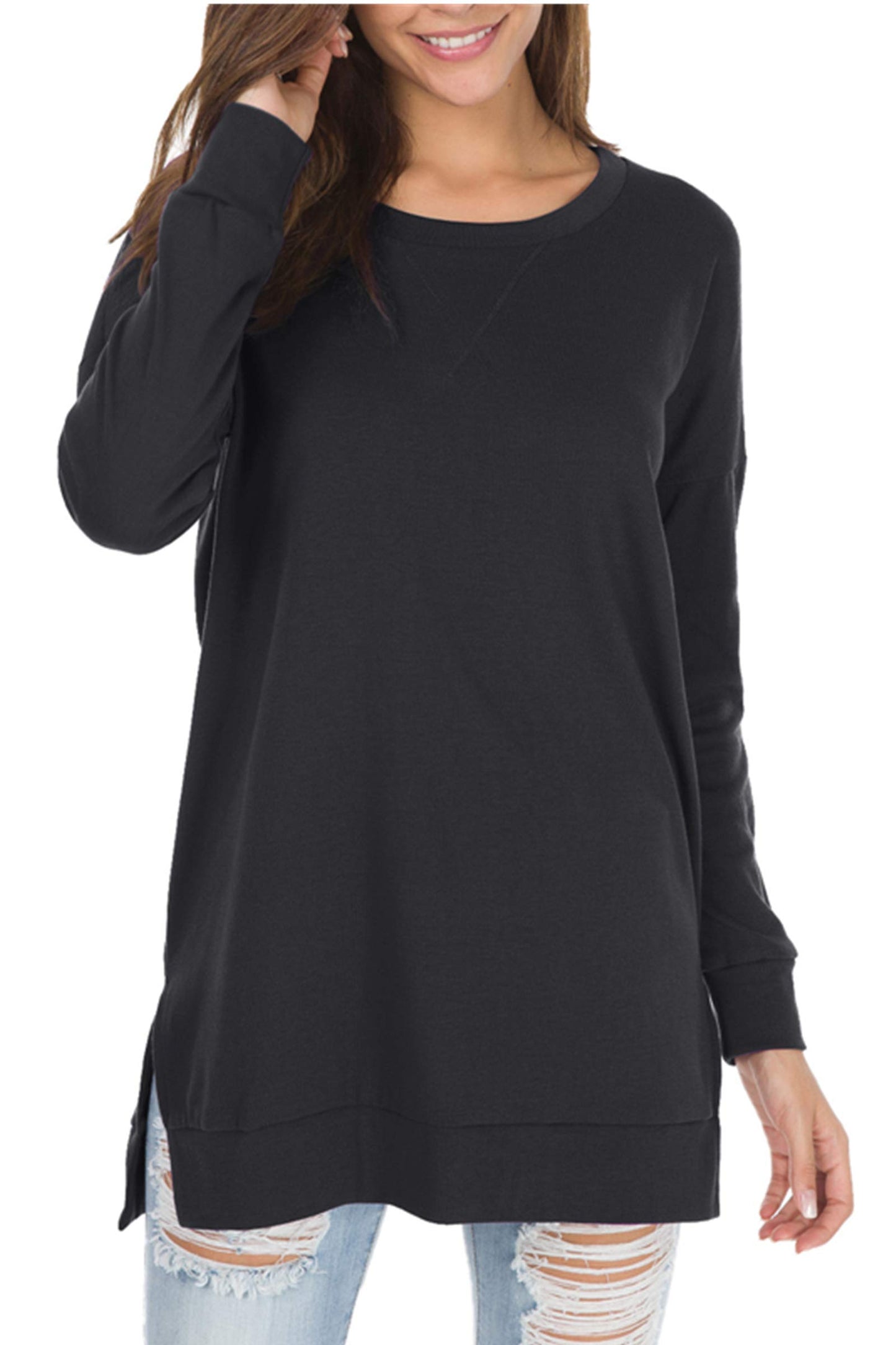 Women's Long Sleeve Side Slit Loose Tops (Buy 2 Free Shipping)